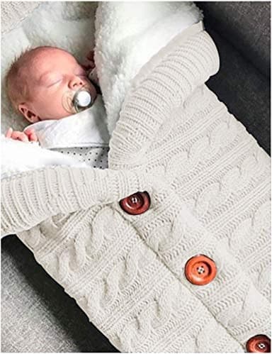 XMWEALTHY Unisex Infant Swaddle Blankets Soft Thick Fleece Knit Baby Girls Boys Stroller Wraps (White) - Image 4