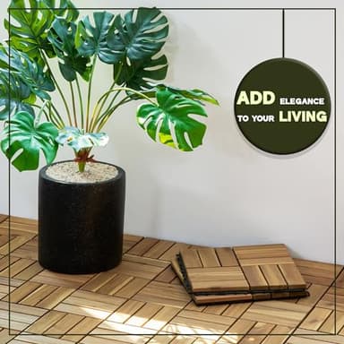 VICTORY RELAX Acacia Wood Flooring Interlocking Deck Tiles for Patio Decor 9 Pcs 12 Slats VR White Oak - Waterproof Indoor & Outdoor Decor - Balcony Garden Decking Tile (12.2 * 12.2 * 0.7 inches) - Image 8