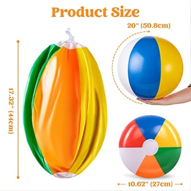 JOYIN 4-Pack 20" Beach Balls - Large Rainbow Beach Ball Inflatable Pool Toys for Party Supplies Decorations, Adults Kids Birthday Luau Summer Beach Water Games Beachball Party Favors - Image 5