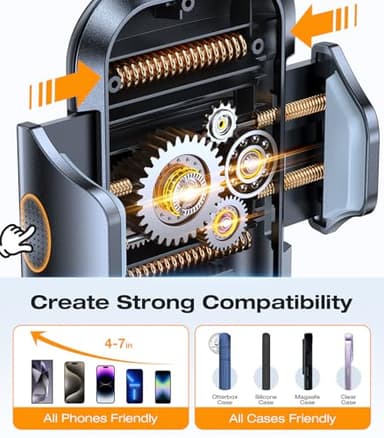 VICSEED Military-Grade Sturdy Car Phone Holder Mount, Upgraded Anti Shake Metal CD Slot & Air Vent Thick Case Friendly Phone Mount for Car Fit for iPhone 16 15 14 Samsung All Phones - Image 7