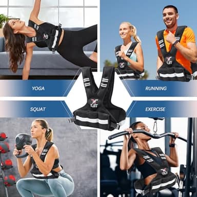 FUFF weighted vest woman 11–20 lb Unisex with 6 Weight Bags, Reflective Adjustable Weighted Vest for Walking, Exercise and Strength Training - Image 6