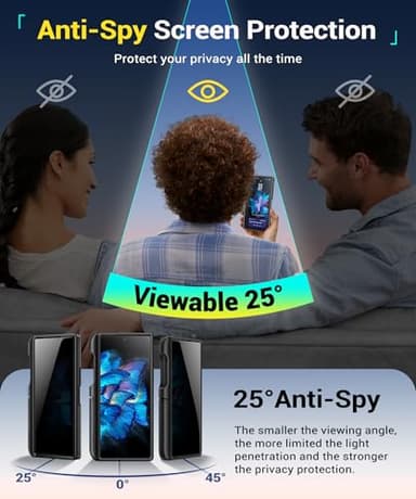 BERFY for Z Fold 6 Case with Privacy Screen Protector, [Anti Spy] Built-in S Pen Holder, Slide Camera Cover, 2 Hidden Kickstand, Full-Body Shockproof Slim Phone Case for Samsung Galaxy Z Fold 6, Black - Image 2