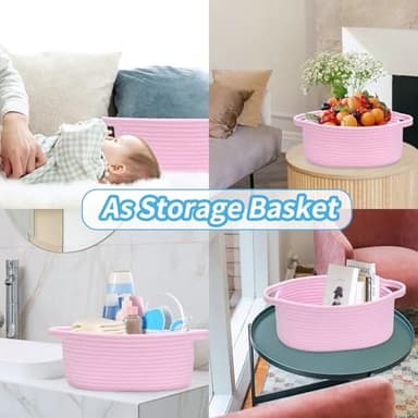 ABenkle Small Woven Easter Basket with Handle, 12x8x5 inches, Durable Storage Basket, Gift Wrap Ready with Ribbon - Image 5