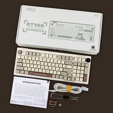 EPOMAKER RT100 Retro Gaming Keyboard with Display Screen, BT5.0/2.4G/USB-C, 97 Keys Gasket Custom Keyboard, Hot Swappable, RGB Backlit, with Knob for Win/Mac (Sea Salt Silent Switch) - Image 8