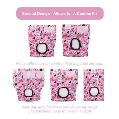 CuteBone Dog Diapers Female Washable Small Medium Large 3 Pack Reusable Doggie Diapers Puppy Period Pants for Doggy Heat Cycle Peeing D70S - Image 3
