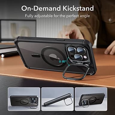 ESR for iPhone 14 Pro Case with Stand, Compatible with MagSafe, Full-Body Military-Grade Drop Proof Case with Built-in 9H+ Tempered Glass Screen Protector, Armor Series, Clear Black - Image 4
