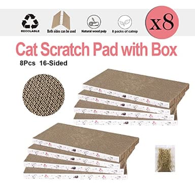 8 Packs in 1 Cat Scratch Pad, Cat Scratcher Cardboard,Reversible,Durable Recyclable Cardboard, Premium Scratch, Suitable for Cats to Rest, Grind Claws and Play - Image 4