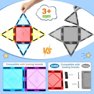 Mruikeny 100PCS Magnetic Tiles Kids Toys - Magnetic Building Blocks STEM Magnet Building Set Preschool Learning Magnet Toys for Kids Ages 3-5 4-8, Sensory Montessori Toy for Toddlers 3+ Year Old - Image 6