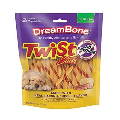 Dreambone Twist Sticks with Real Bacon and Cheese Flavor 50 Count, Rawhide-Free Chews for Dogs (3 Pack) - Image 2