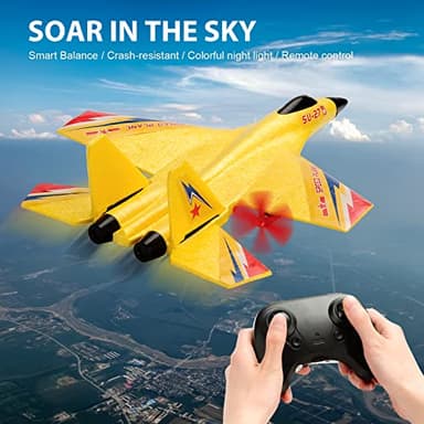 RoofWorld RC Plane Remote Control Glider Airplanes 2.4 GHZ 2 Channels, Easy to Fly RC Fighter, Remote Control Aircraft with Automatic Balance Gyro for Adult Kids Beginner - Image 3