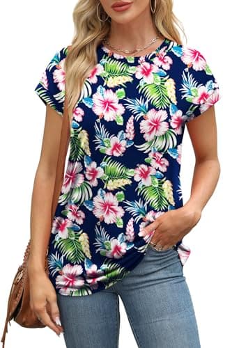 Alaroo Plus Size Tops for Women Oversized Tshirts Loose Fit Trendy Cute Blouses Print 01 3XL - Image 2