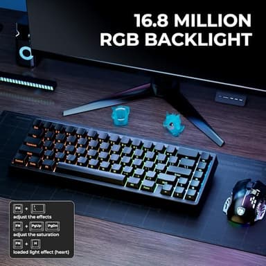 HITIME x XVX M67 60% Keyboard USB Wired Gaming Keyboard with Phantom Keycaps, QMK/VIA Support, Hot-Swappable, RGB Backlit, Gasket Structure, Creamy Pre-lubed ICE Switches, Black - Image 5