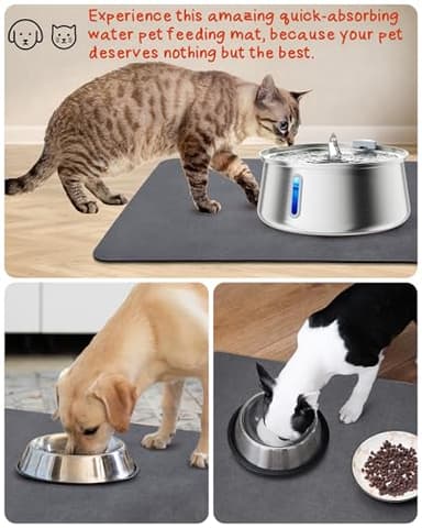 PEISAINOX Cat Dog Food Mat, Rapid Water Absorption Dog Mat for Food and Water,100% Waterproof Cat Dog Bowl Mat, Pet Food Mat for Messy Drinkers to Protect Floors, Pet Accessories Supplies - Image 6