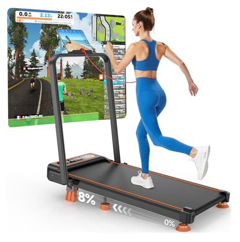2025 Upgrade Walking Pad Treadmill with 8% Incline & Handle Bar, 3.5HP Portable Treadmill for Home Small, Under Desk Compact Walking Pad 300+lb Capacity, Shock Absorption, 0.6-6mph, Remote, Smart App - Image 1