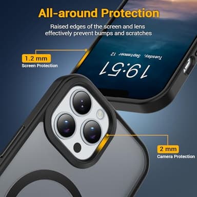 Temdan for iPhone 13 Pro Max Case, Compatible with Magsafe, Anti-Yellowing, Military-Grade Protection, Shockproof Slim Magnetic Phone Case Cover, Black - Image 4
