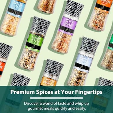 Soeos Spice Seasoning Set of 9 with Integrated Grinders, Individual Spice Grinder, Pure and Fresh Perfect for BBQ Seasoning Gift Set, Grilling Spice, Pepper Grinder,colorful - Image 9