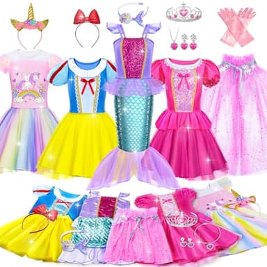 Tlooe Princess Dress Up for Girls - Dress up Clothes for Toddler Girl,Role Play Costume Princess Toys Christmas Birthday Gifts for Age 3-8 Year Old - Image 1