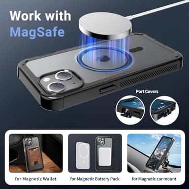 jaroco Magnetic for iPhone 13 Case, [Compatible with MagSafe][Military Grade Drop Protection][Heavy Duty Protection][Non-Slip][Shockproof] 2-Layer Durable Bumper Phone Case 6.1''-Black - Image 6
