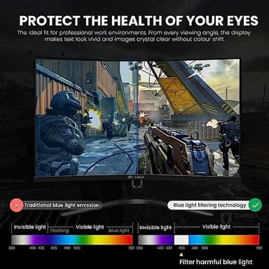 CRUA 27" Curved Gaming Monitor, FHD 1920x1080P, 144Hz/180Hz Computer Monitor, 1800R VA Screen, 120% sRGB, AMD FreeSync, HDMI & DP, Wall Mount Install- Black - Image 6