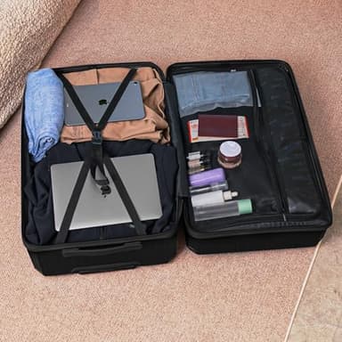 Romswi 5-Piece Luggage Set with Cup Holder TSA Lock, 20" 24" 28" Hardside Spinner Suitcase with Duffel Bag, Lightweight Durable PC+ABS Black Travel Luggage - Image 9