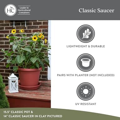 The HC Companies Flower Pot Saucers - Plastic Plant Saucer for Outdoors & Indoors - Traditional Design Plant Pot Trays for Water Drainage - Durable Round Plant Tray (10" Slate Blue, Pack of 4) - Image 3