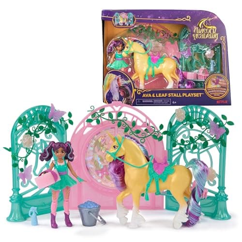 Unicorn Academy, Ava Doll & Color-Change Leaf Stall Playset with 15 Accessories, Dolls & Unicorn Toys for Girls Ages 4 and up - Image 1