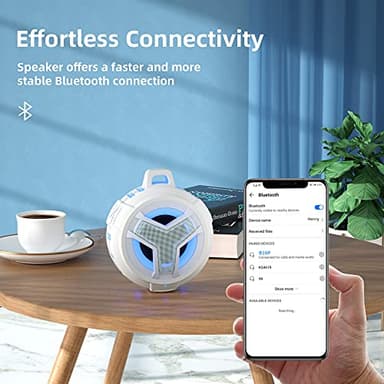 EBODA Bluetooth Shower Speaker, IPX7 Waterproof Portable Wireless Small Speakers, Floating, 2000mAh with Light for Home, Pool, Beach, Boat, Kayak Accessories, Gifts for Men, Women - White - Image 6