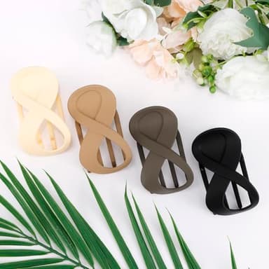 Atoden Flat Hair Clips for Thin Hair 4Pcs French Concord Hair Clips 3.4'' Lay Down Flat Hair Claw Clips for Medium Thick Hair Matte Neutral Jaw Clips Hair Clamps Barrettes Hair Accessories for Women - Image 7