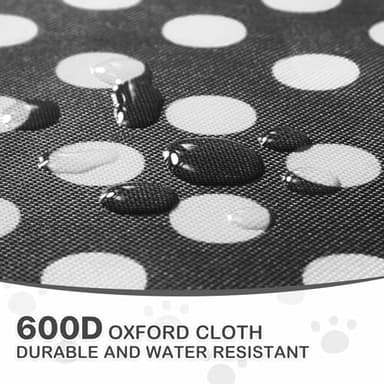 MoNiBloom 4 Wheels Pet Stroller, Easy-Fold Umbrella Shaped Dog Cat Jogger Stroller w/Storage Bag & Visible Mesh for Small/Medium Dogs Cats Black Polka Dots - Image 11