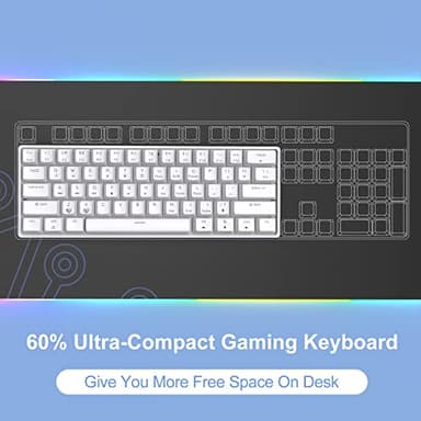 DIERYA 60% Mechanical Keyboard, DK61se Wired Gaming Keyboard with Blue Switches, LED Backlit Ultra-Compact 61 Keys Mini Office Keyboard for Windows Laptop PC Gamer Typist（White） - Image 2
