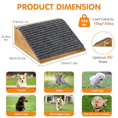 VavoPaw Dog Ramp for Stairs, Non-Slip Dog Stairs, Low-Angled Pet Ramps for Small Dogs and Cats, Medium Dogs, Step and Stair Assist for Injured and Older Pet, Walnut, 4 Pack - Image 2
