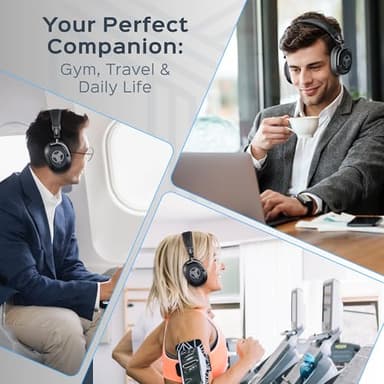 TREBLAB U5 - Hybrid Active Noise Cancelling Headphones Over-Ear, Deep Bass, 55H Battery, Mic for Calls, Bluetooth 5.3, Water-Resistant IPX4, Wireless Headphones Foldable for Travel, Gym, Work, Sports - Image 8