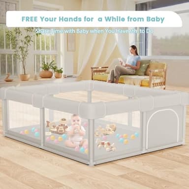 Besuhot Baby Playpen Baby Playard, Play Pen for Babies and Toddlers with Gate, 50x50 Fence, Sturdy Safety Playpen, Indoor & Outdoor Kids Activity Center - Image 2