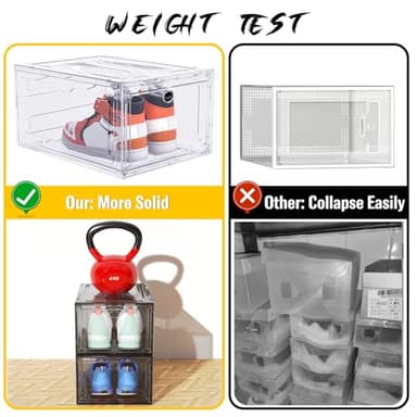 ARSTPEOE 9 Pack Shoe Organizer, Upgrade Harder Solid Plastic Shoe Storage, Shoe Boxes Clear Plastic Stackable, Sneaker Storage, Shoe Organizer for Closet, Shoe Display Case, Black - Image 3