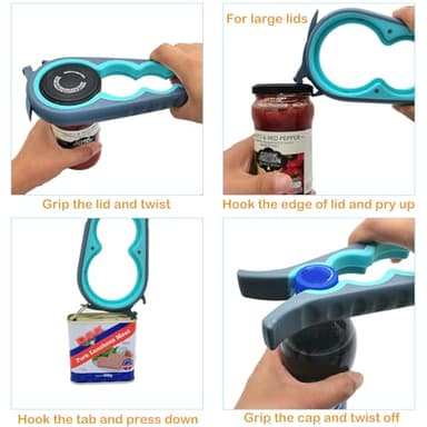 Otstar Jar Opener Bottle Opener and Can opener for Weak Hands,Seniors with Arthritis, Elderly, Jar Lid Opener Gadgets with Rubber Jar Opener Gripper Pad and Corkscrew Opener - Image 3