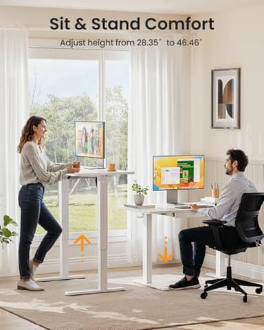 ErGear 44" x 24" Electric Standing Desk with Drawers, Height Adjustable Desk with 4 Preset Heights, Ergonomic Rising Home Office Computer Table with Splice Board, White - Image 6