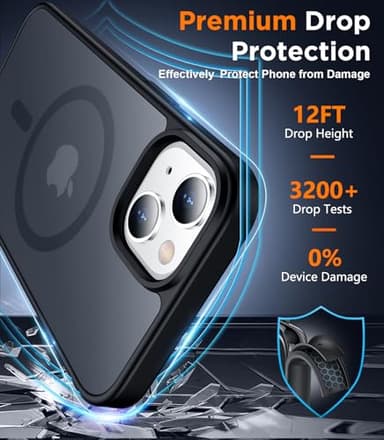 SPIDERCASE Designed for iPhone 14 Case/iPhone 13 Case, Magnetic Translucent [2 Pack Tempered Glass Screen Protector] Anti-Fingerprint Anti-Scratch for iPhone 14/13 6.1”, Black - Image 5