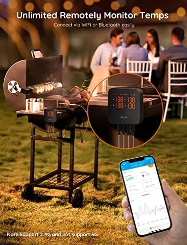 Govee Wireless Meat Thermometer with 4 Probe, Smart WiFi Meat Thermometer with Unlimited Range App Notification Alert, Digital Rechargeable Bluetooth Food Thermometer for Smoker BBQ Grill Oven Kitchen - Image 7