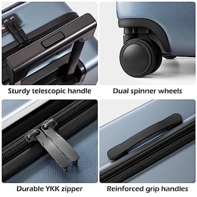 Coolife Carry-On Luggage, 20-inch Lightweight Hardshell, Airline-Certified ABS+PC, Pocket Compartment (White, 20-inch Carry-On) - Image 6