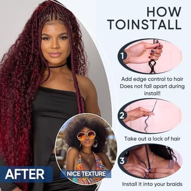 99j Burgundy Human Braiding Hair for Boho Braids,150g 22 inch 6 Bundles Burgundy Deep water Wave Bulk Boho Curly Human Hair for Braiding,Wine red No Weft Wet and Wavy Braiding Hair Extensions - Image 4