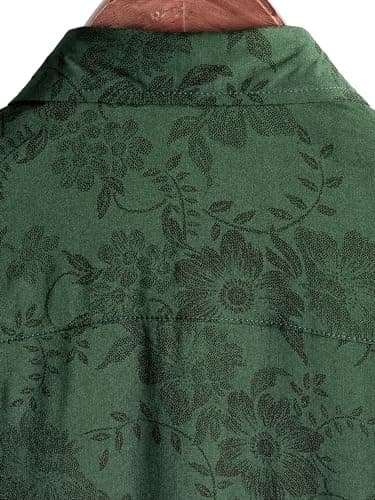 JOTOOK Mens Hawaiian Shirt Short Sleeve Button Down Tropical Shirts Casual Floral Summer Beach Shirt Vacation Shirt Large GreenFlower - Image 6