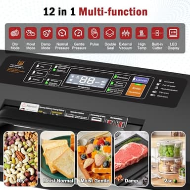 95kpa Vacuum Sealer Machine,Easy-Lock Handle,Built-in Cutter,1 Bag Rolls and 10 Pre-cut Bags - Image 3