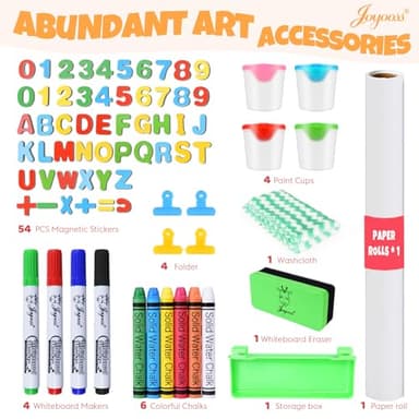 JOYOOSS Kids Wooden Easel with Paper Roll - Adjustable Magnetic Double Sided Drawing Board Whiteboard & Chalkboard Dry Easel Board,Children Art Easel for 3~12 Years Kids Boys Girls Painting Drawing - Image 6