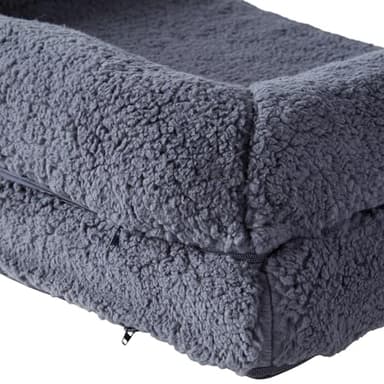 Happy Hounds Millie Sherpa Sofa Style Dog Bed with Removable Cover, Medium, Prussian Blue - Image 5