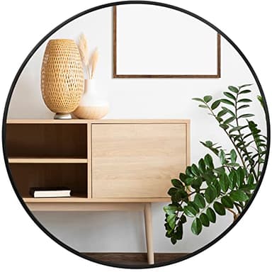 Fabuday Black Round Mirror for Wall 24 inch - Circle Mirror for Bathroom, Entryway, Living Room, Hallway, Vanity Decor, Big Matte Metal Frame Mirror - Image 1