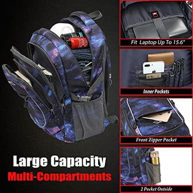 ProEtrade Backpack Bookbag for College Travel Business Hiking Fit Laptop Up to 15.6 Inch (Galaxy C) - Image 2