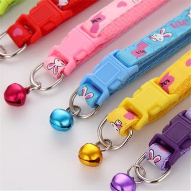 Green Small Cat Collar with Bell,Rabbit Pattern Dog Collar Girl Cute Fancy Puppy Collar with Bells for XXS XS Tiny Little Kitten Pet Female Dogs,Neck 7-12 Inch - Image 5
