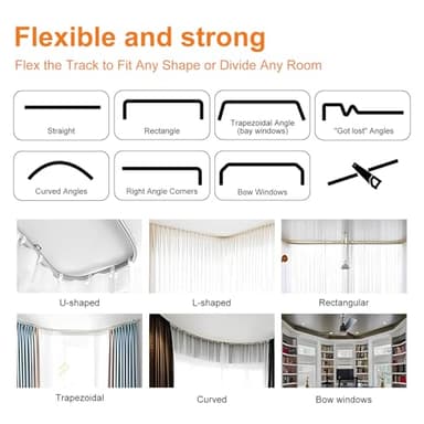 Room Divider Curtains Flexible Ceiling Tracks Set Curtain Track Ceiling Mount Blackout Curtain for Living Room Bedroom Ceiling Curtain Rod Privacy Dividers Panels W100 x H84 Black Drape & Black Rail - Image 5