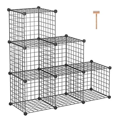 C&AHOME Wire Cube Storage, 6 - Cube Organizer Metal C Grids, Modular Shelves Units, Storage Bins Shelving, Closet Organizer, Ideal for Home, Office, Living Room, 36.6”L x 12.4”W x 36.6”H Black - Image 1