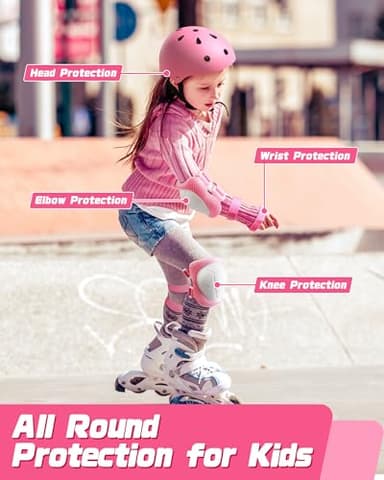 Kids Bike Helmet Set, Adjustable Helmet for Ages 3-10 Year Boys Girls, Pad Set with Knee and Elbow Pads for Bike, Roller, Skating, Scooter, Longboard and More Sports - Image 5